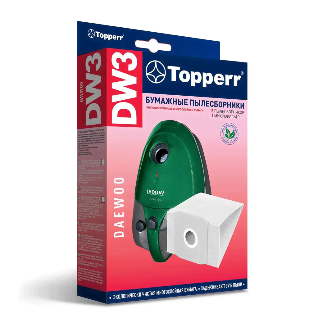 Пылесборник д/пылесоса DAEWOO RC-300...8000, 5 шт. Topperr DW 3 1003