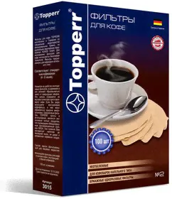 Фильтр TOPPERR №2 для кофеварок, бумажный, неотбеленный, 100 штук, 3015-0